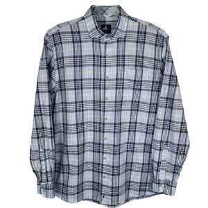 Johnnie-O Micke Tucked Button Up Shirt Size XL Blue Plaid Preppy Casual Beach